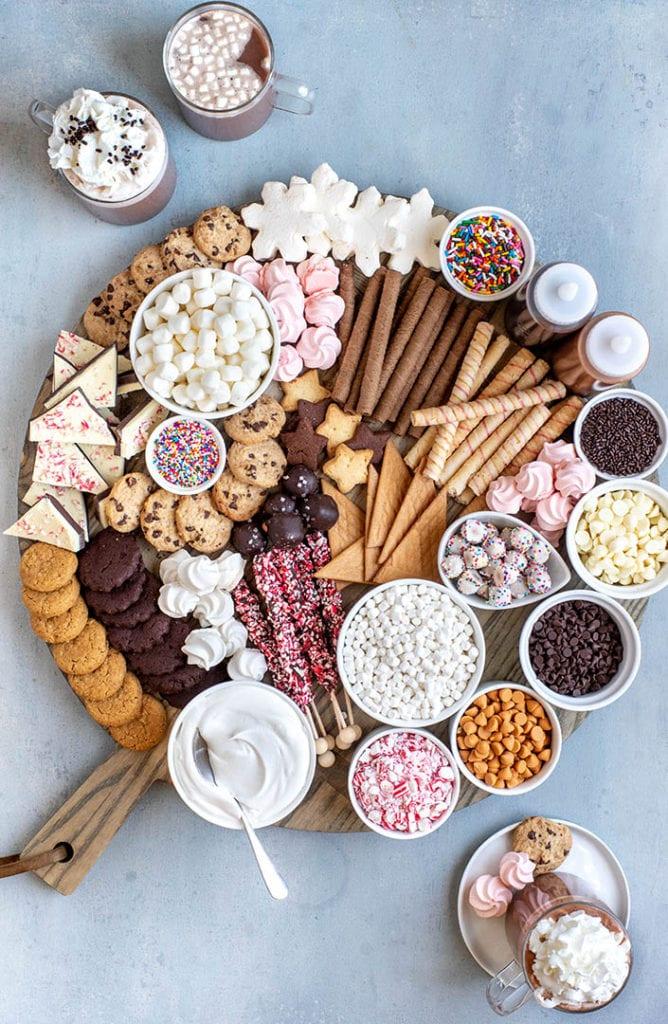 hot chocolate bar with lots of toppings