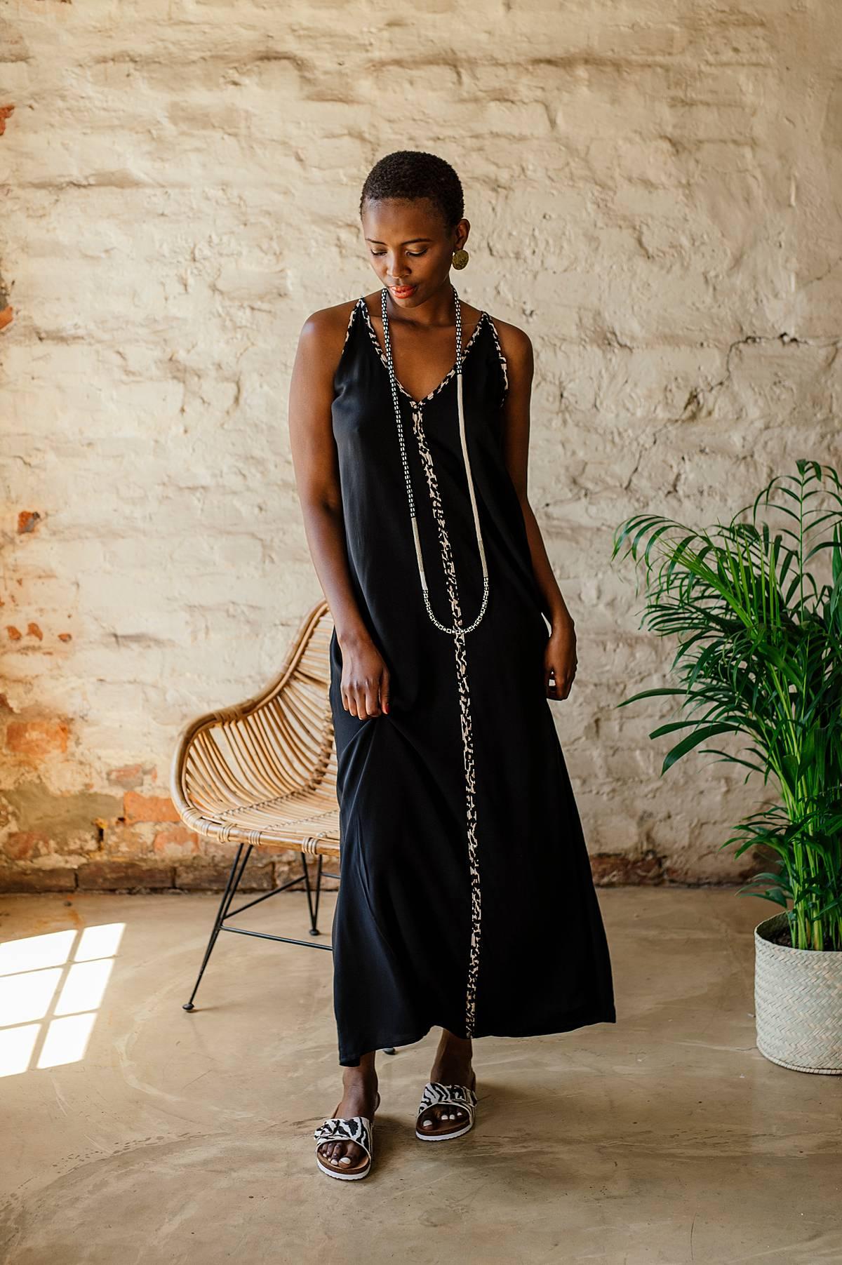 woman wearing little black dress in Bali