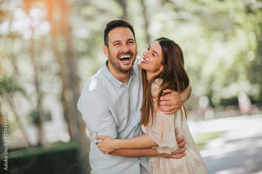 couple laughing and having fun together