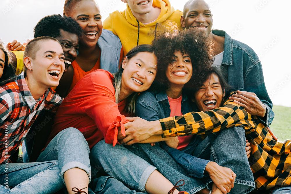 diverse group of friends celebrating together