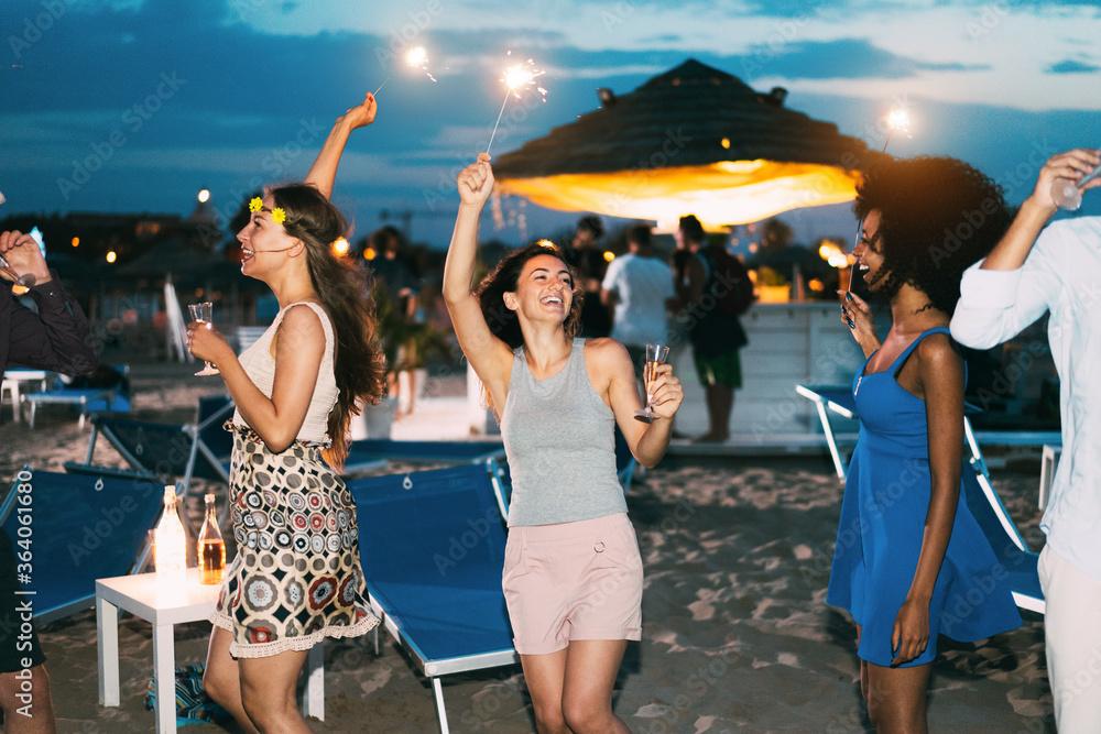 people having fun at a beach party