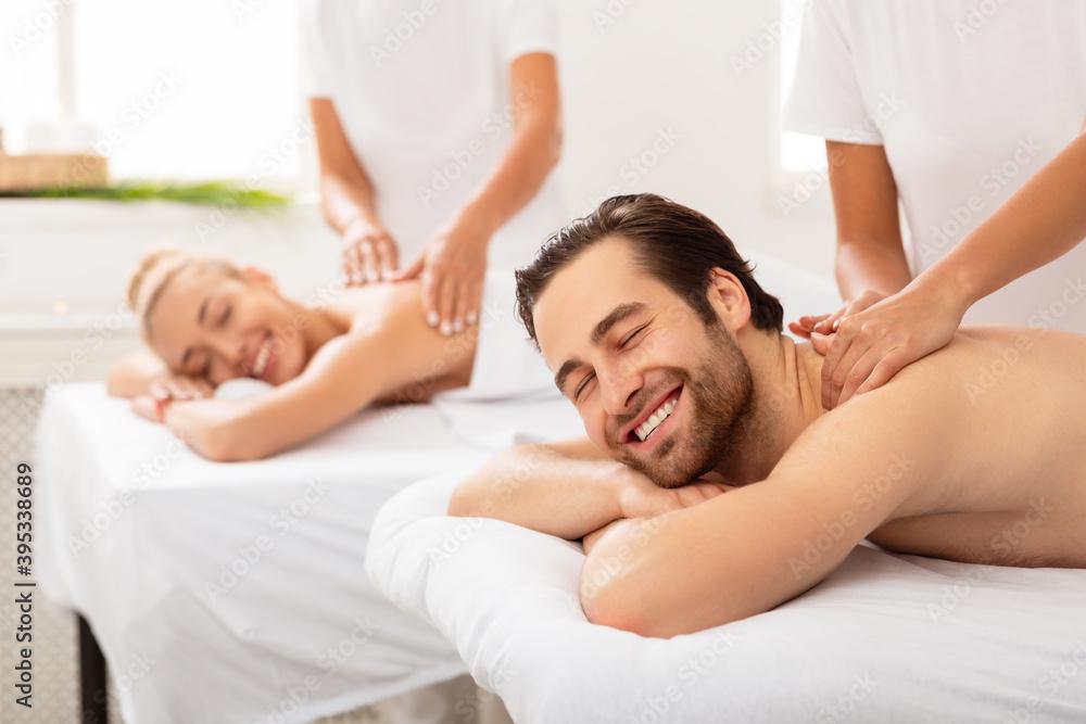 Couple enjoying a couples massage