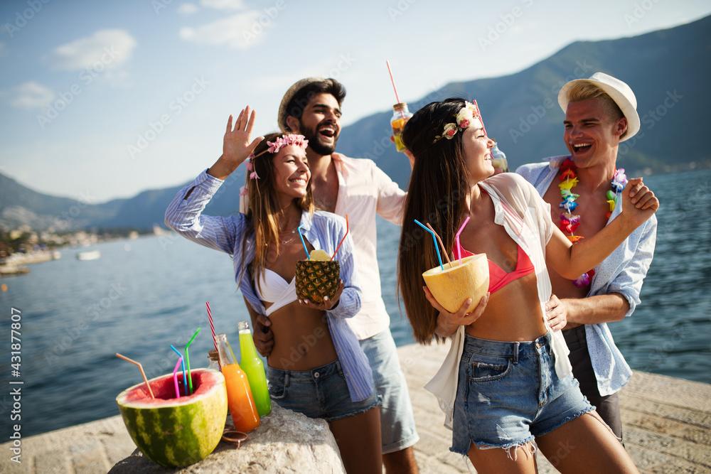 Group of friends enjoying a summer party