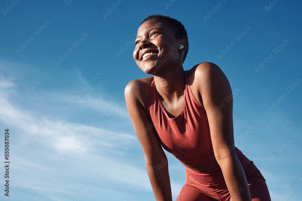 woman smiling after a run