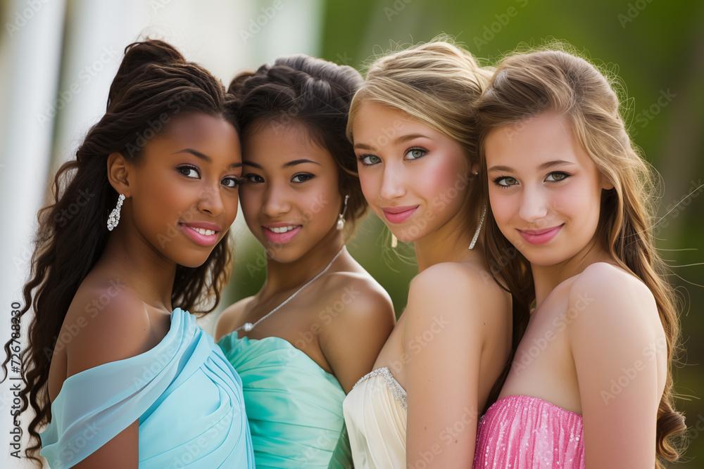 happy girls at prom