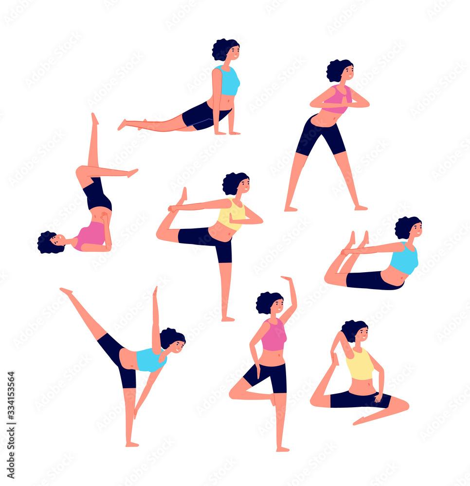 woman stretching in various poses