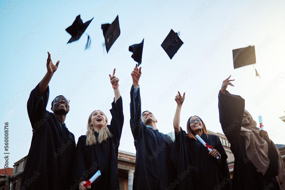 college student celebrating graduation with friends