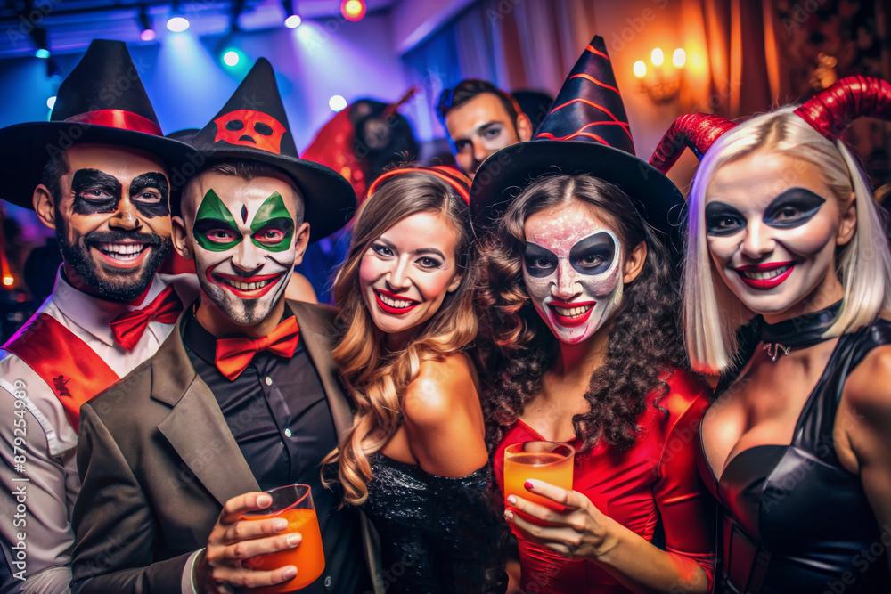 friends happy to have finished their halloween costume