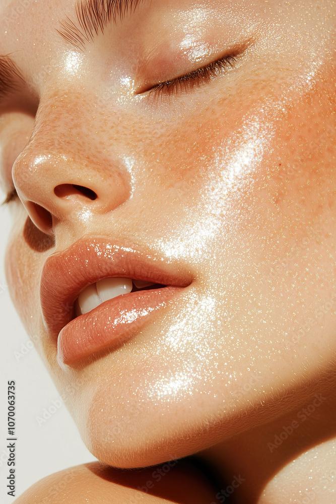 woman with glowing, hydrated skin