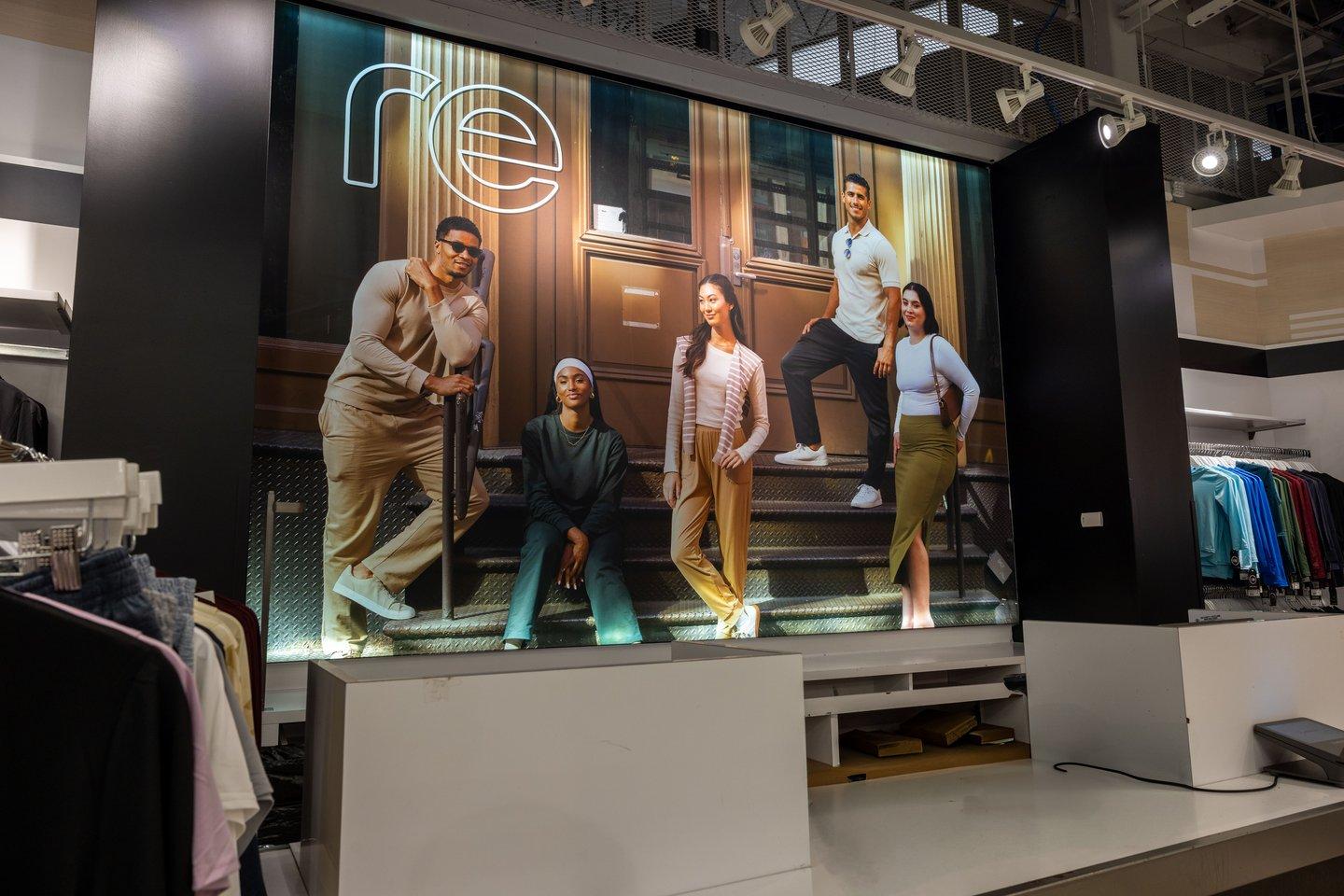 Essentials clothing displayed in a retail store, showcasing affordable luxury