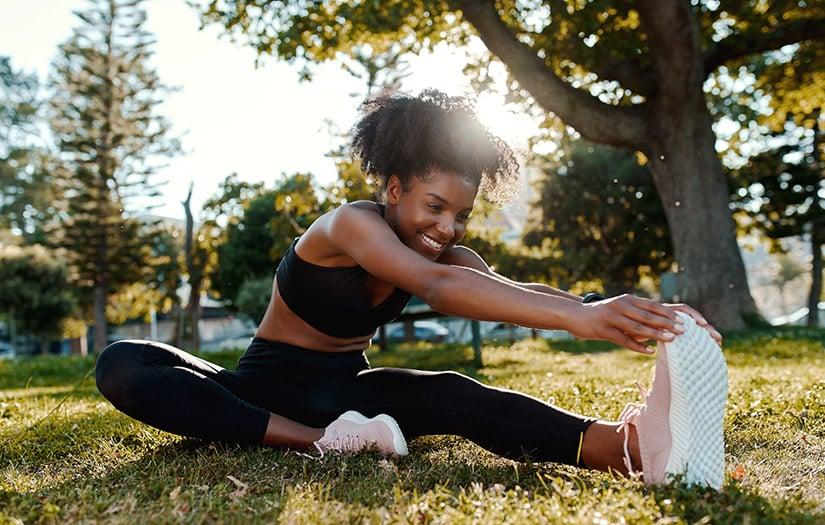 woman doing various stretches