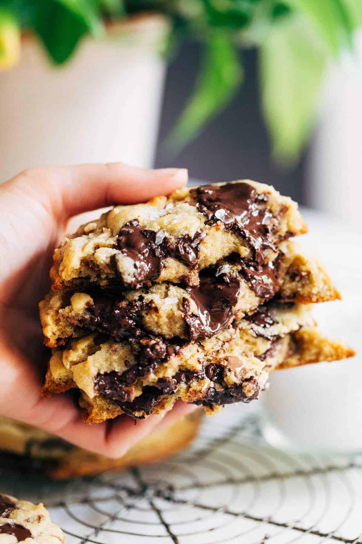 freshly baked bakery-style chocolate chip cookies