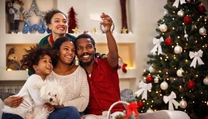 family enjoying christmas at home