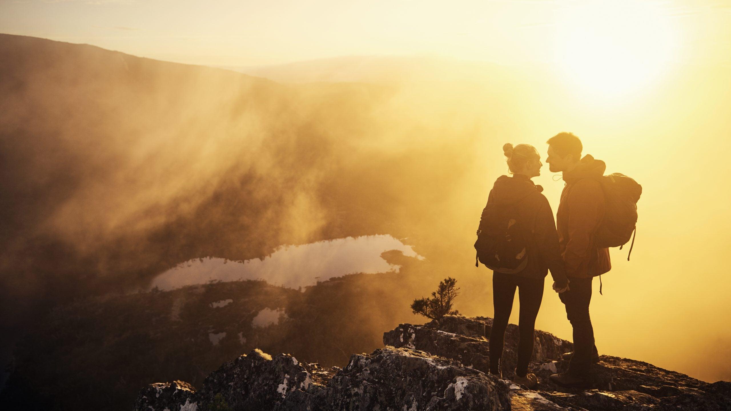 couple hiking in a scenic location