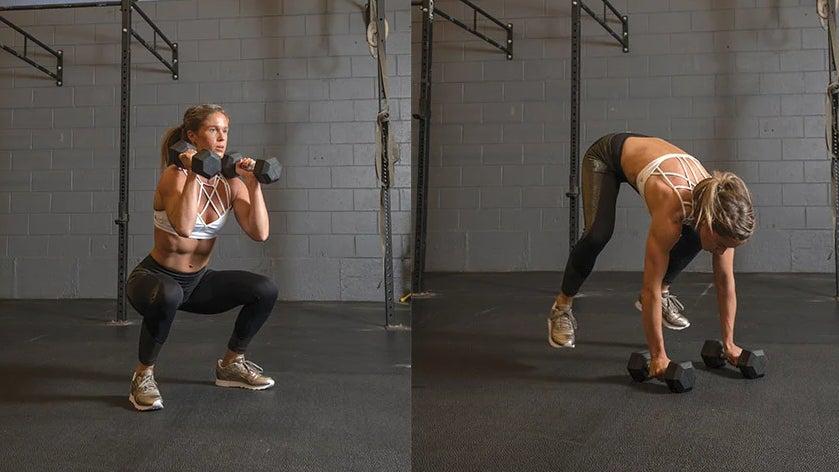 woman performing various functional fitness exercises