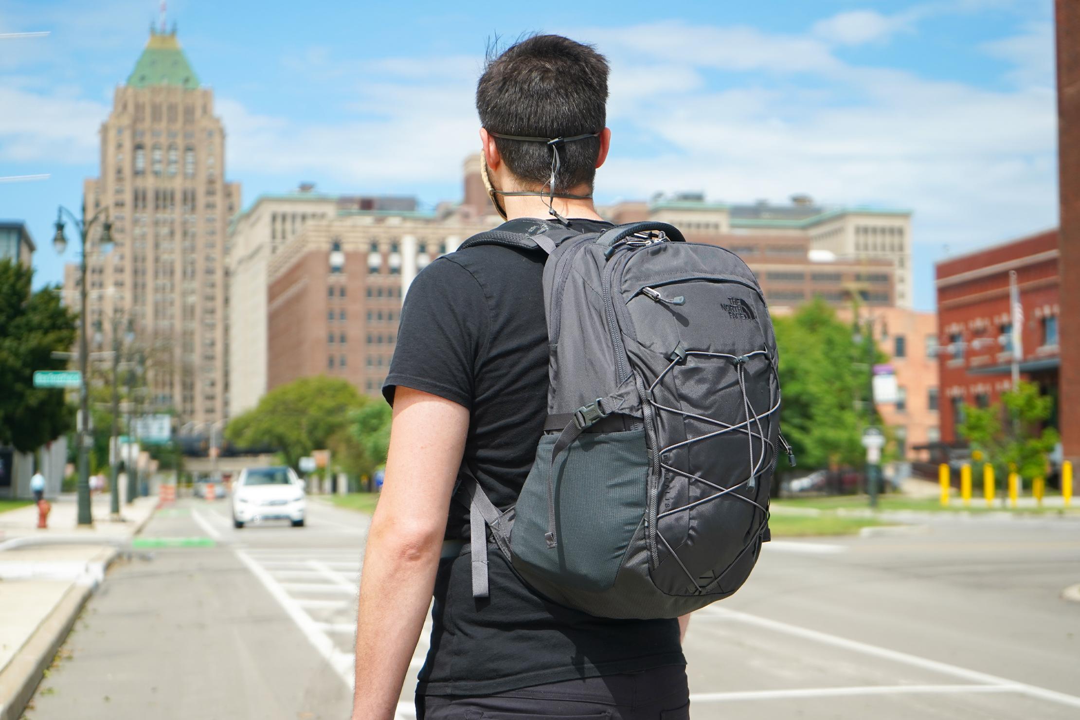 North Face Borealis backpack in use