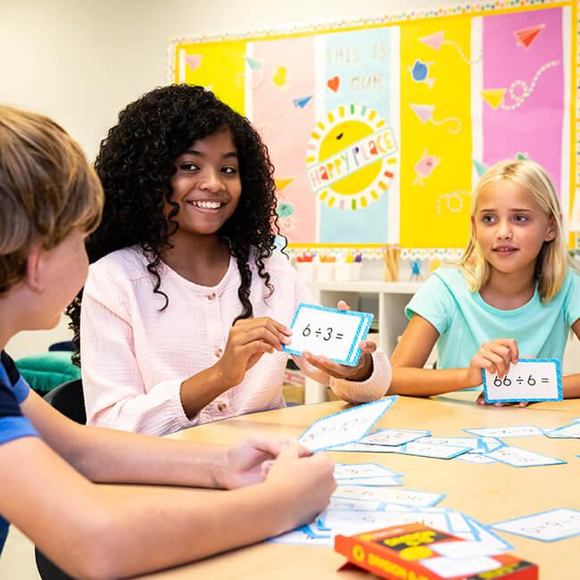 student using flashcards