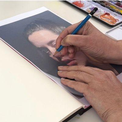 artist tracing an image with ethical dilemma