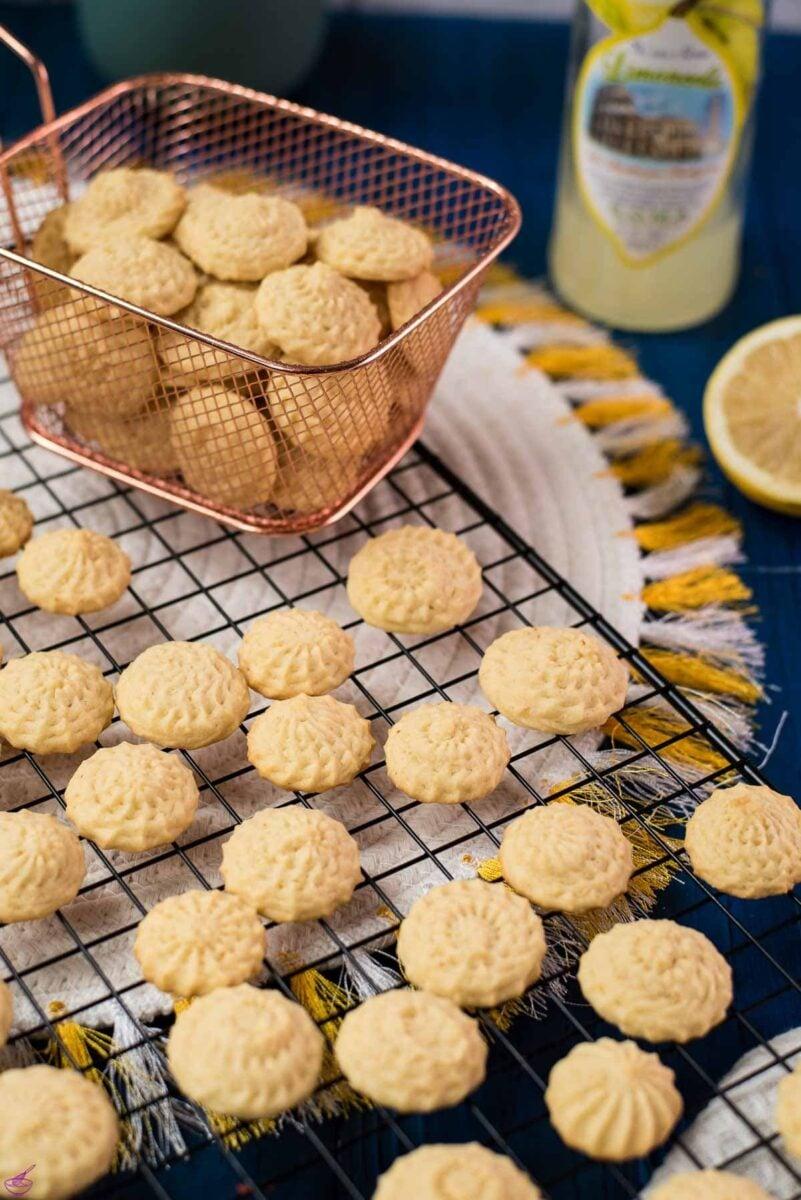 Ingredients for citrus cookies laid out on a kitchen counter
