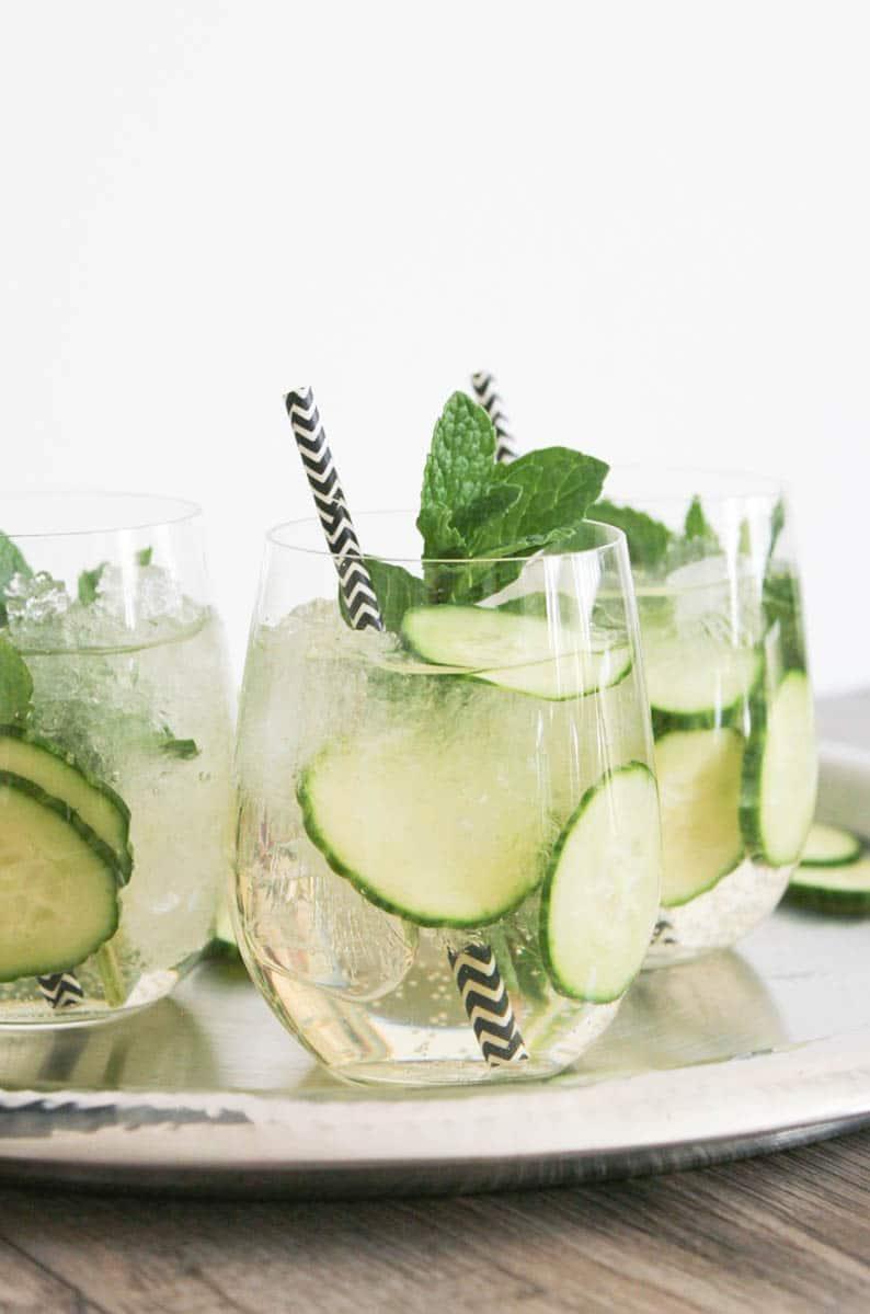 cucumber and mint ingredients for cocktail