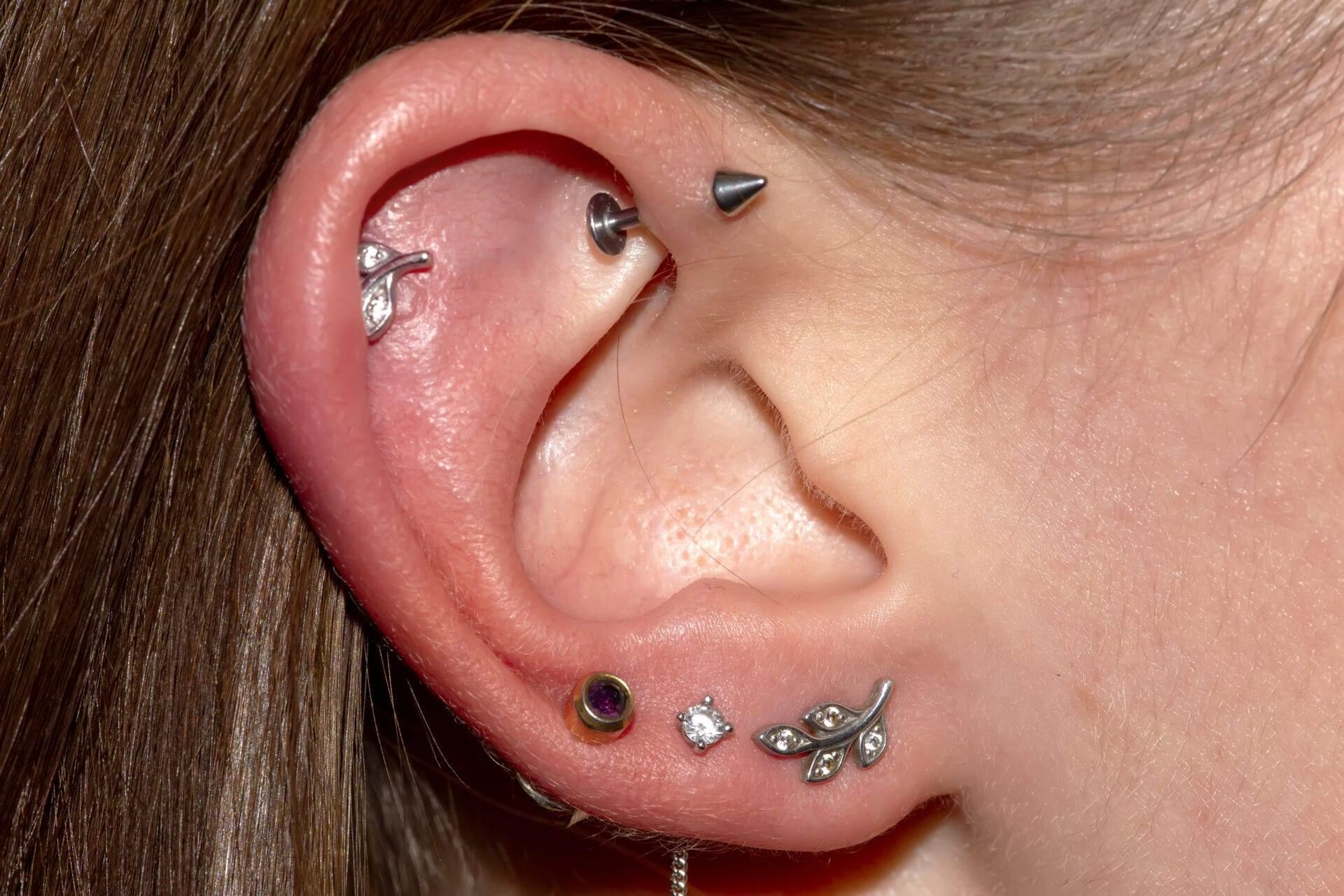 closeup of different earring materials