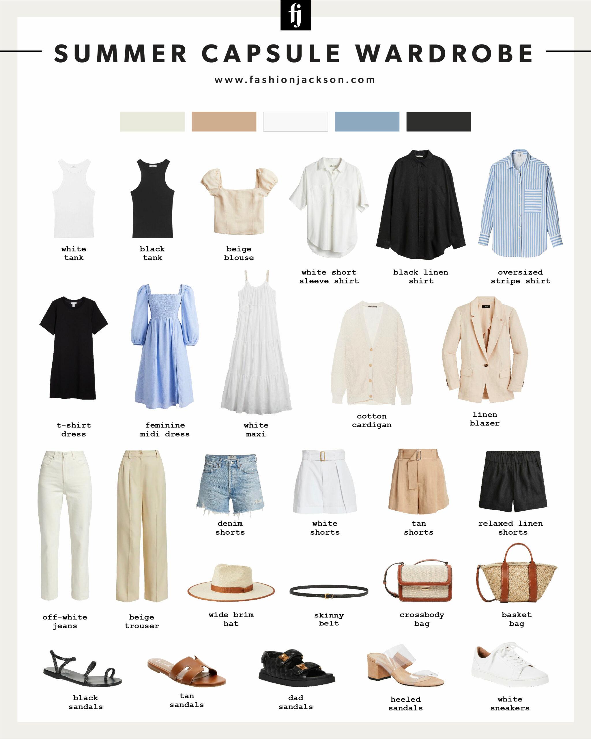 woman in a stylish summer capsule wardrobe