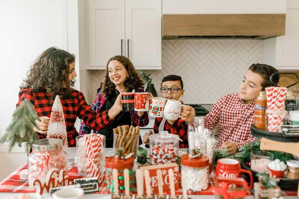people enjoying hot chocolate at a party