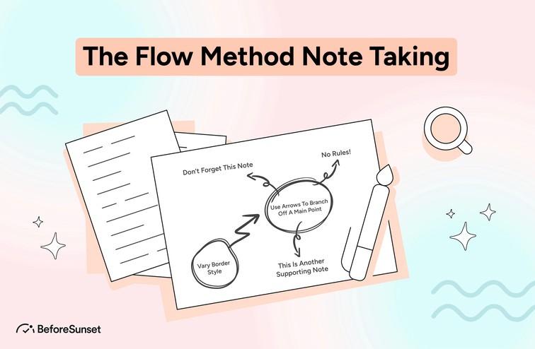 person using flow method for note taking