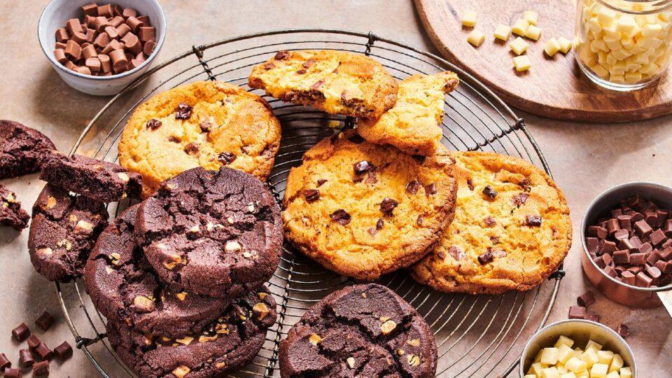 assortment of baking ingredients for chocolate cookies, high quality chocolate chunks