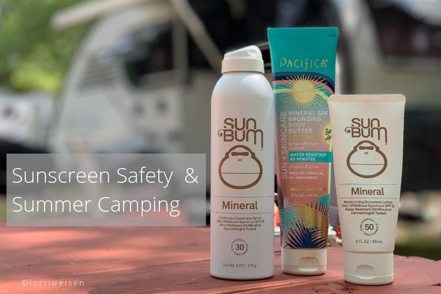 bottle of sunscreen, summer outdoors