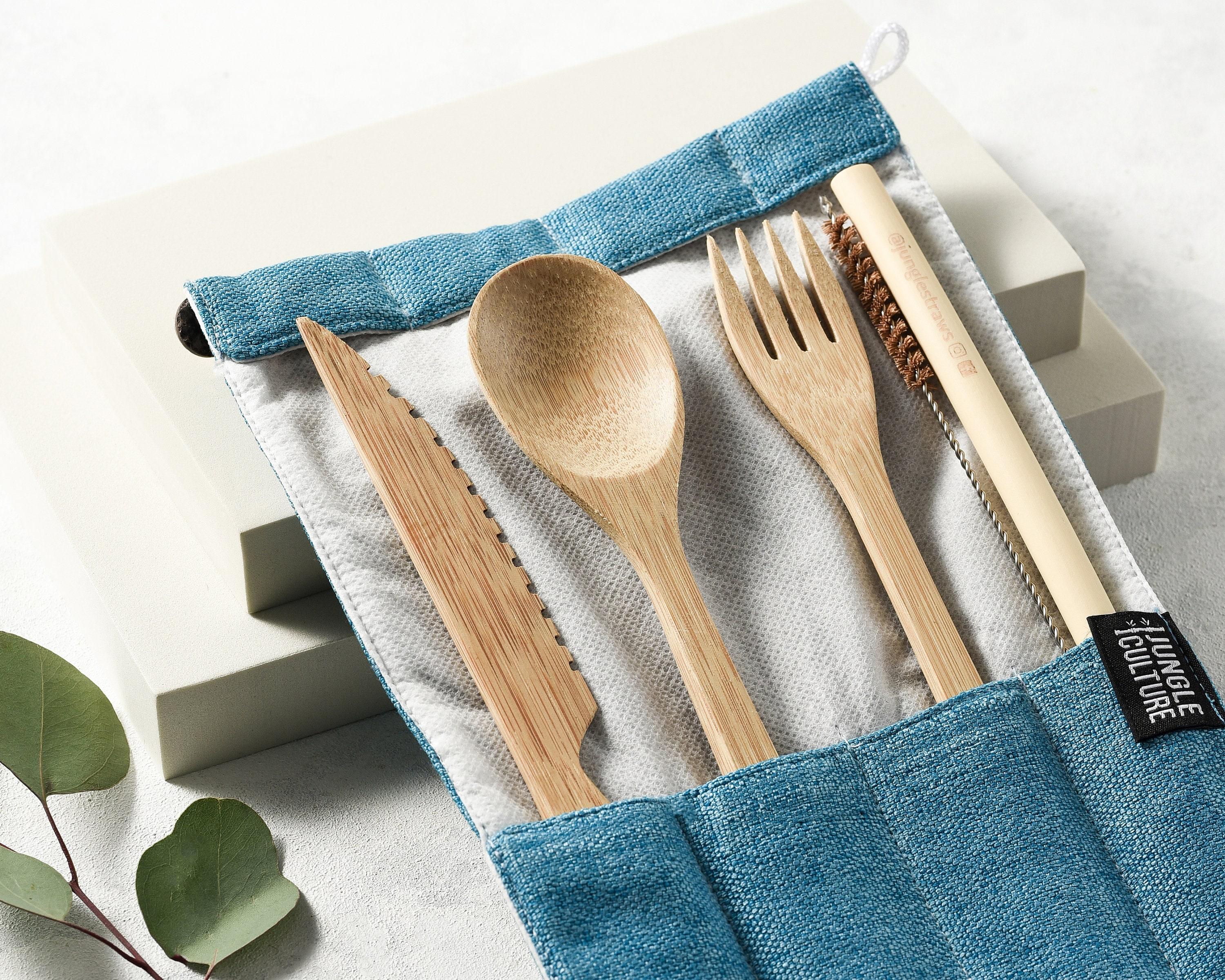 reusable bamboo plates and cutlery set