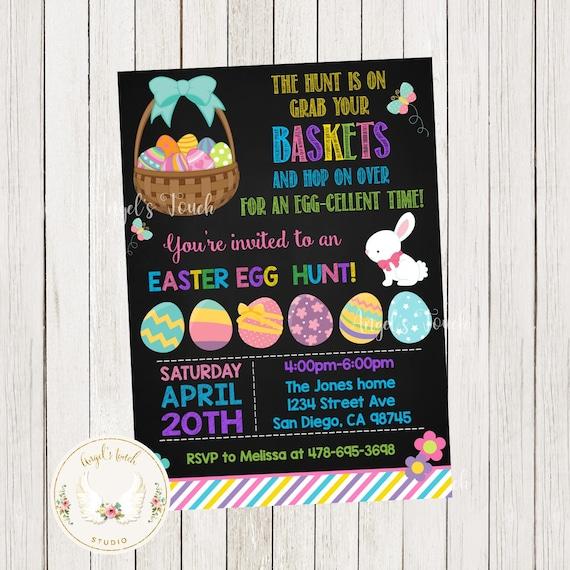 Chalkboard Easter egg hunt invitation