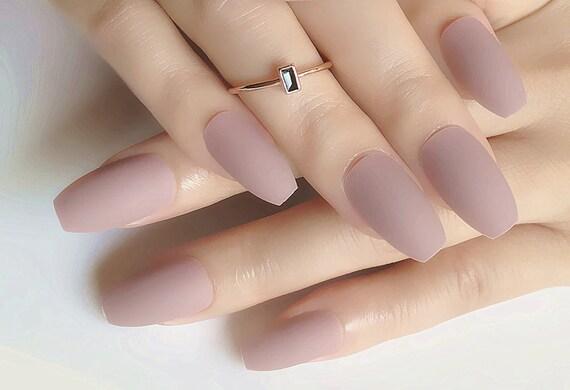 matte taupe nails