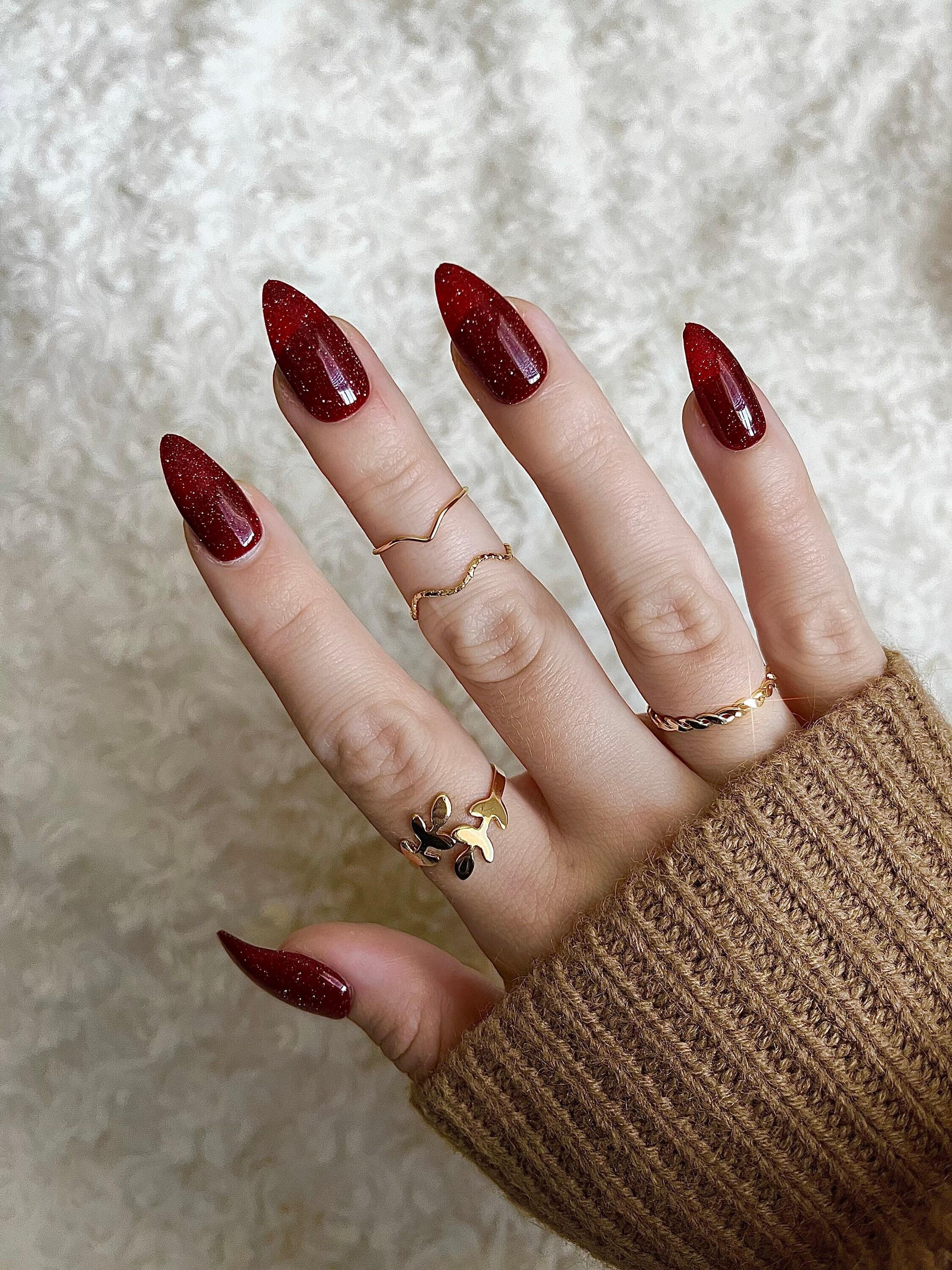 burgundy nails with shimmer