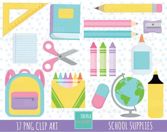 cute and colorful school supplies collage