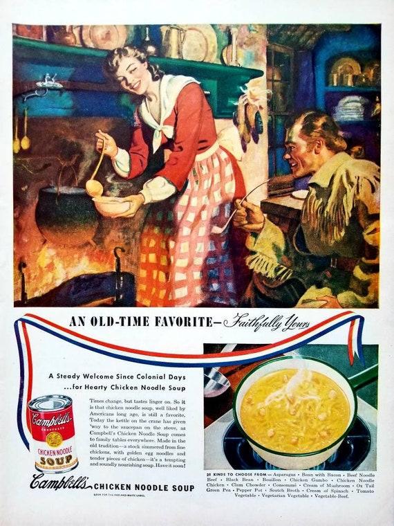 Grandma cooking chicken noodle soup in a vintage kitchen