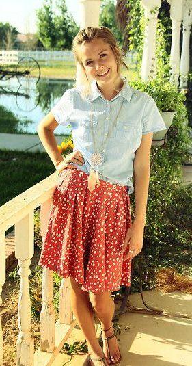 woman looking happy in modest summer outfit