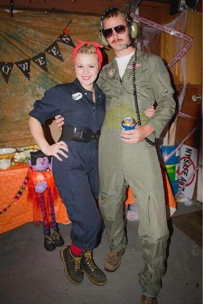 Rosie the Riveter and WWII soldier costumes