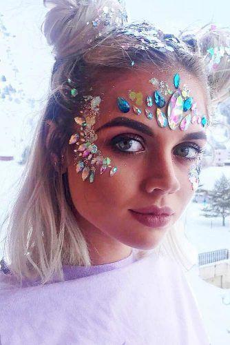 woman covered in glitter at Coachella