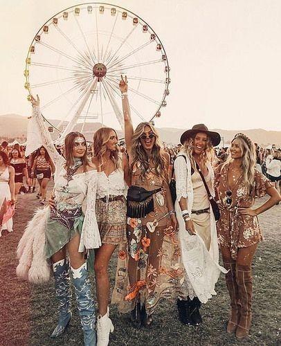 woman wearing a bohemian outfit at a music festival