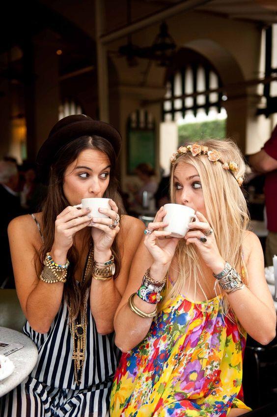 woman enjoying coffee at Coachella