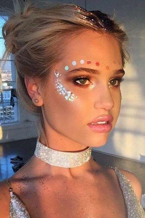 woman with glitter makeup at Coachella