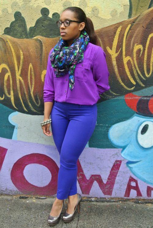 electric blue and violet streetwear outfits