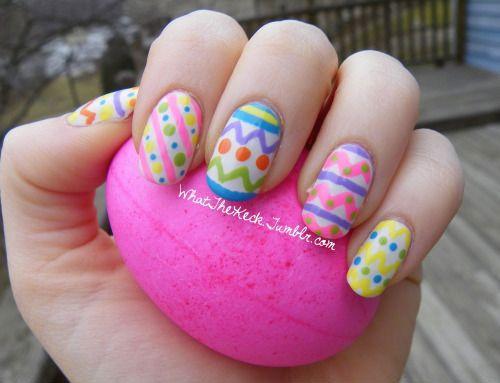 Various Easter egg nail art designs