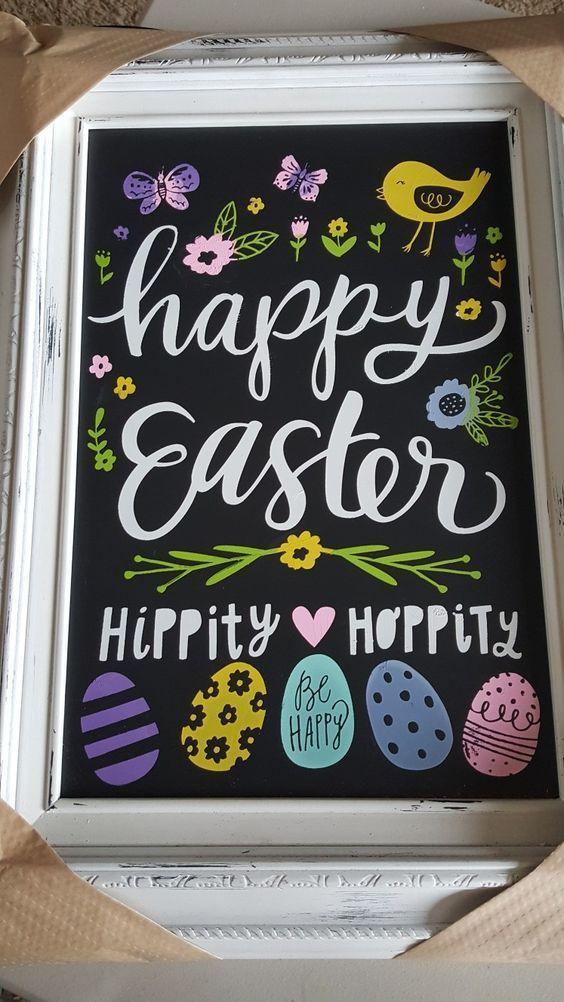 colorful easter chalkboard art