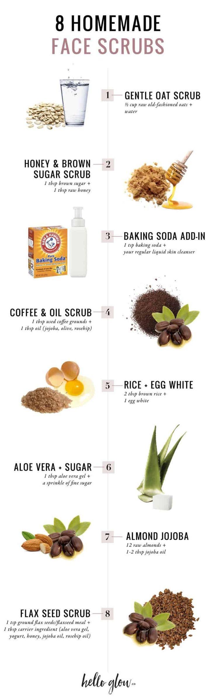 ingredients for homemade facial scrub