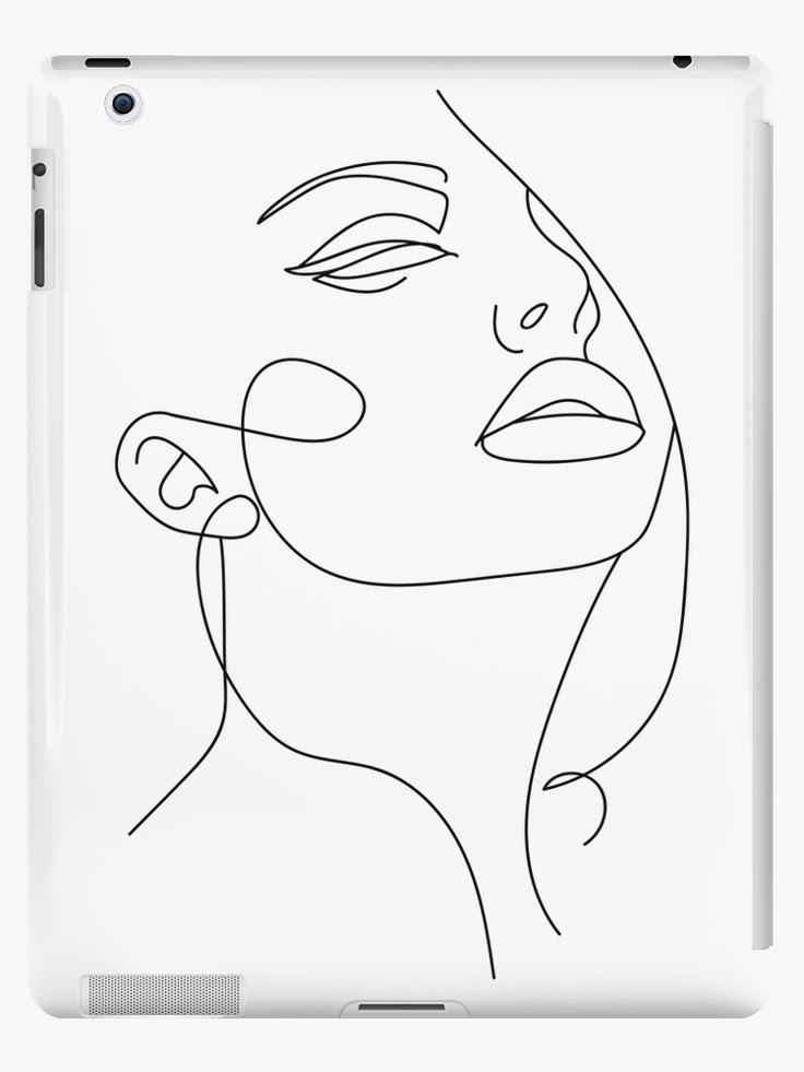 woman drawing line art on ipad