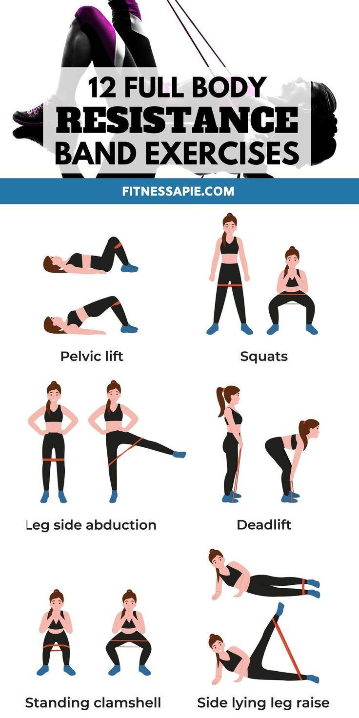 woman doing full body workout at home using resistance bands