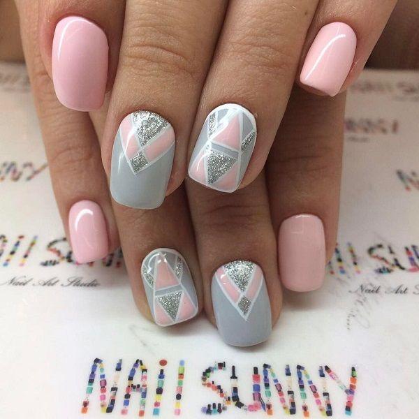 pastel colored nail art designs with geometric patterns