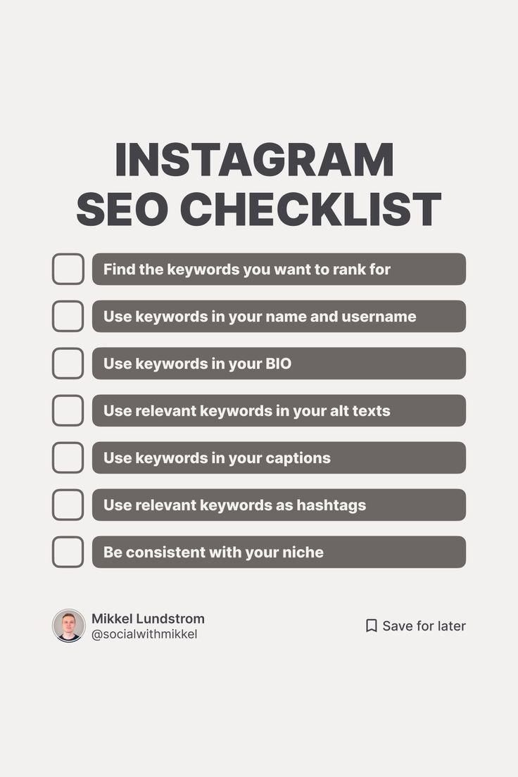 checklist for optimizing Instagram content